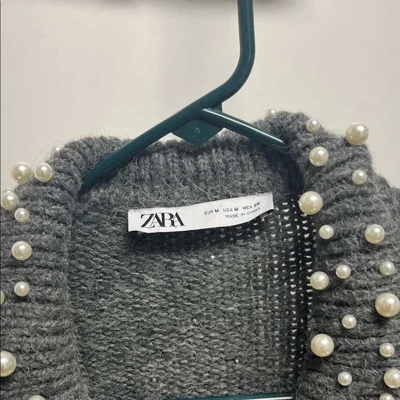 Zara Gray Pearl-Studded Sweater - Picture 3 of 5